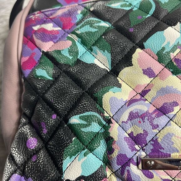 Betsey Johnson multi color quilted Shoulder bag large mauve bow & studs accent - Picture 13 of 15